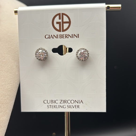 NEW! Giani Bernini Cubic Zirconia & Sterling Silver Necklace Stud Earrings Set - Picture 2 of 6